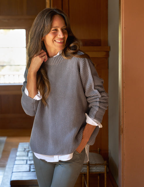 MONTECITO SWEATER Elephant, Pure Italian Cotton, view 4