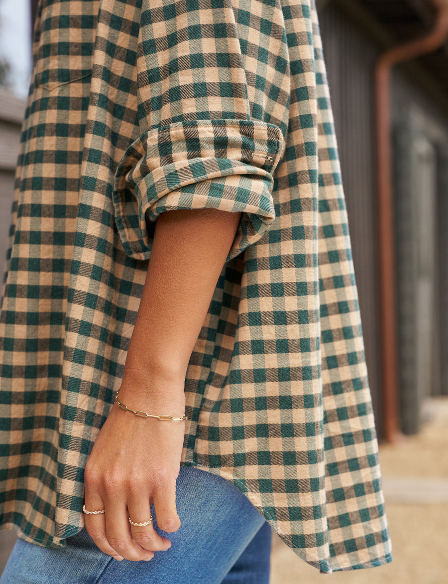 SHIRLEY Camel and Green Check, Flannel