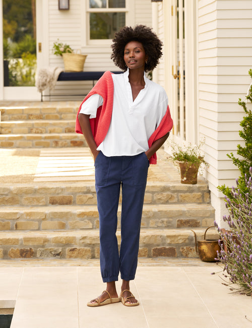 JAMESON Summer Navy, Italian Performance Linen, view 4