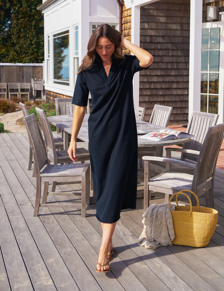 Emma, Popover Henley Maxi Dress, Navy