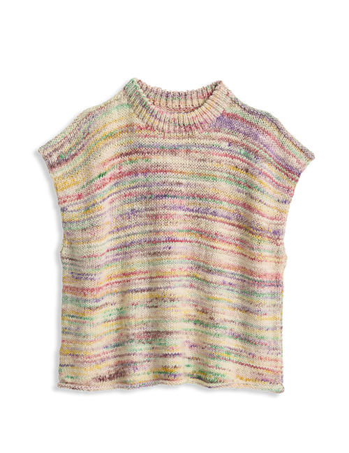 Multicolored sleeveless knitted sweater on a white background, view 4