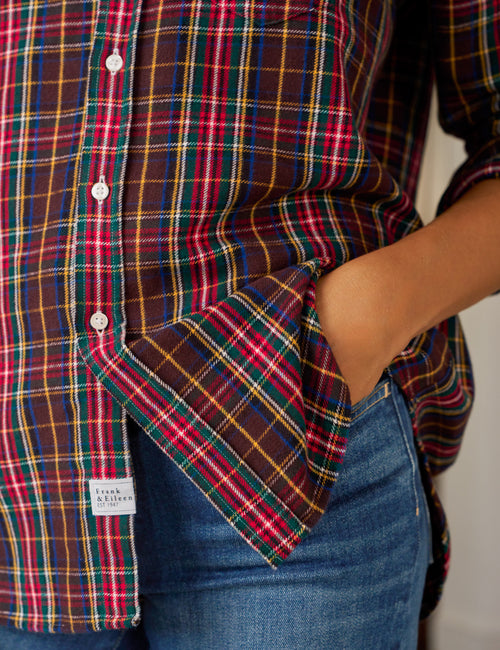 EILEEN Brown Multi Plaid, Italian Flannel, view 3