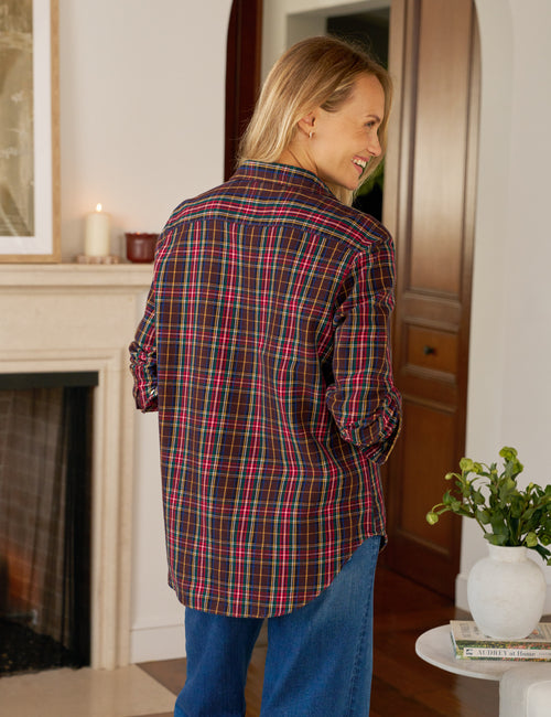 EILEEN Brown Multi Plaid, Italian Flannel, alternate view