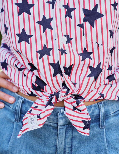 FINLEY Red Stripes with Navy Stars, Italian Superluxe, alternate view