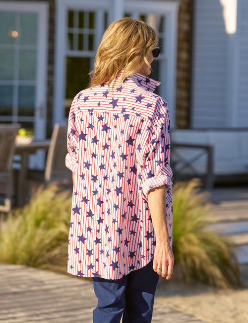 MACKENZIE Red Stripes and Navy Stars, Italian Superluxe, alternate view