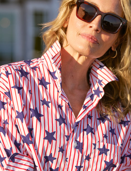 MACKENZIE Red Stripes and Navy Stars, Italian Superluxe, view 3