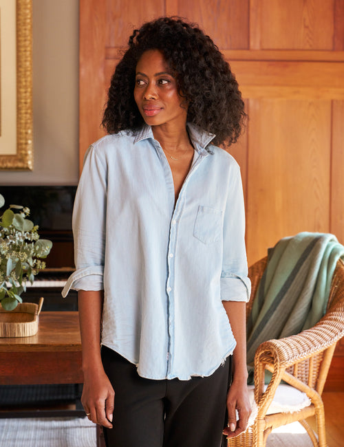 EILEEN Classic Blue Tattered Wash, Famous Denim, front view