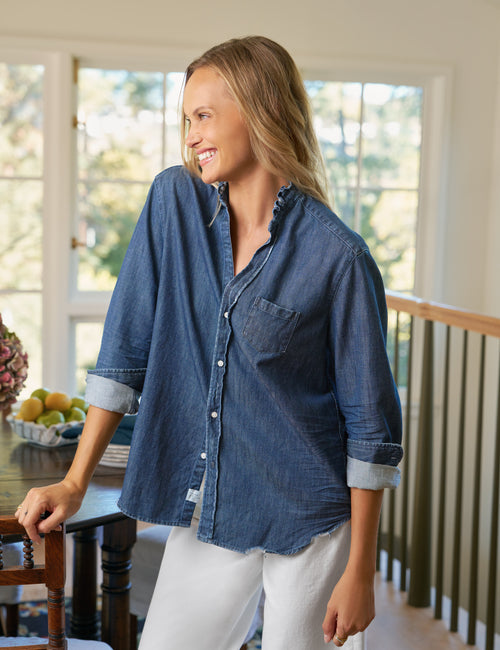 EILEEN RUFFLE Vintage Dark Indigo Wash, Famous Denim, view 4