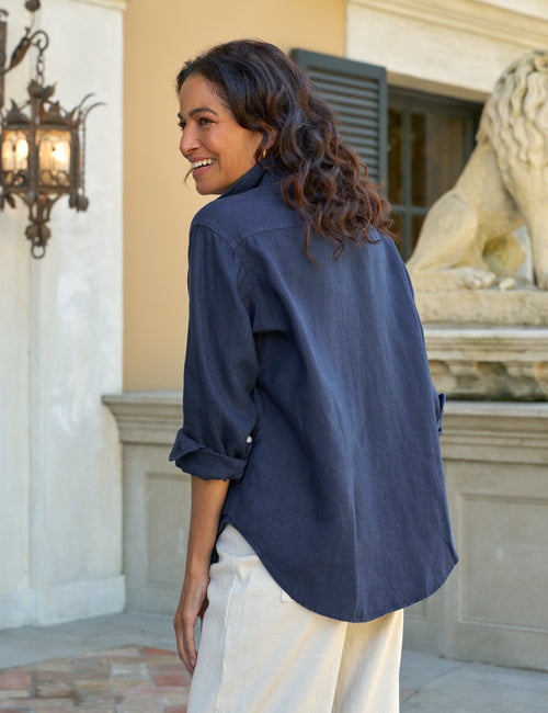 EILEEN Navy, Washed Linen, alternate view