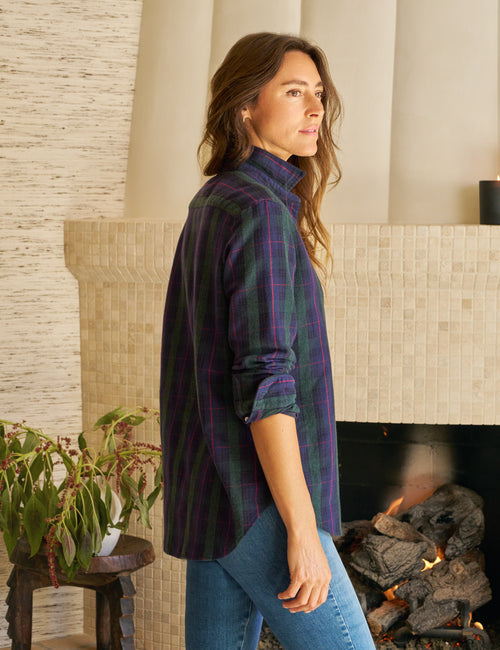 EILEEN Blue and Green with Red Plaid, Italian Flannel, alternate view