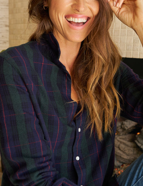 EILEEN Blue and Green with Red Plaid, Italian Flannel, view 3