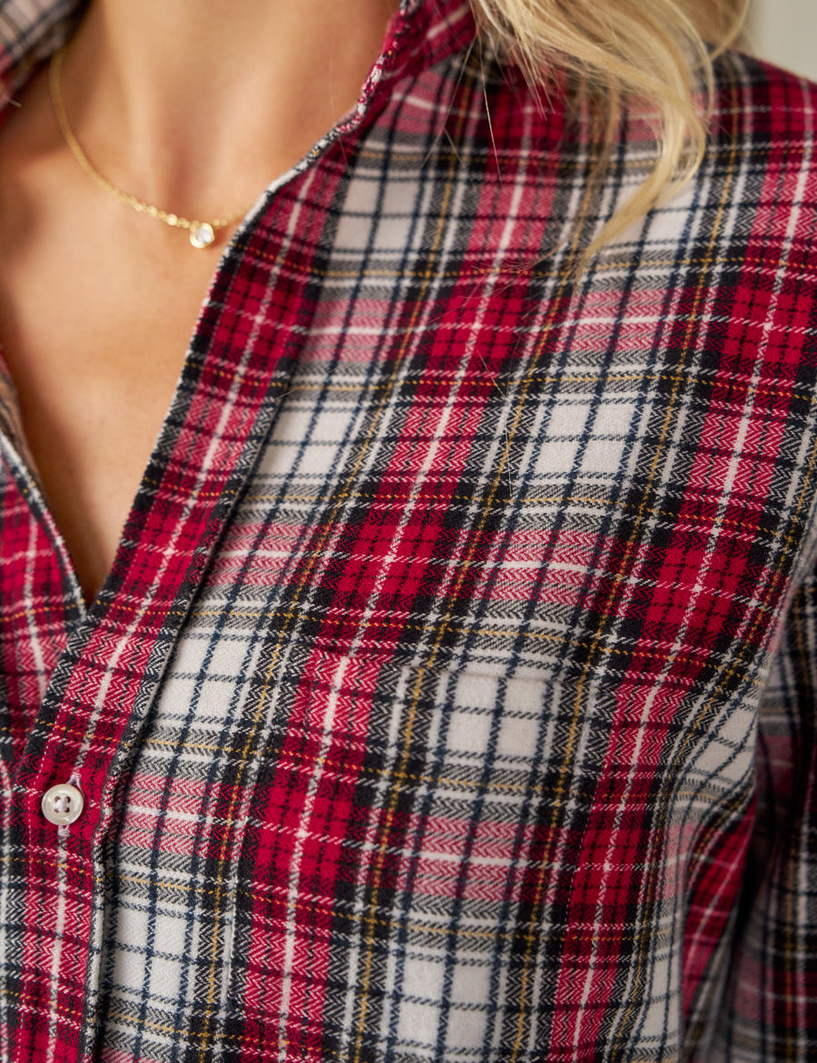 EILEEN White and Red with Black Plaid, Italian Flannel