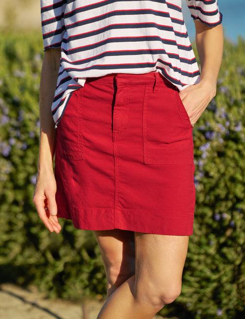 JAMESON SKIRT Double Decker Red, Italian Performance Linen, view 3
