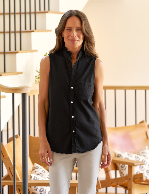 FIONA RUFFLE Black, Famous Denim, front view