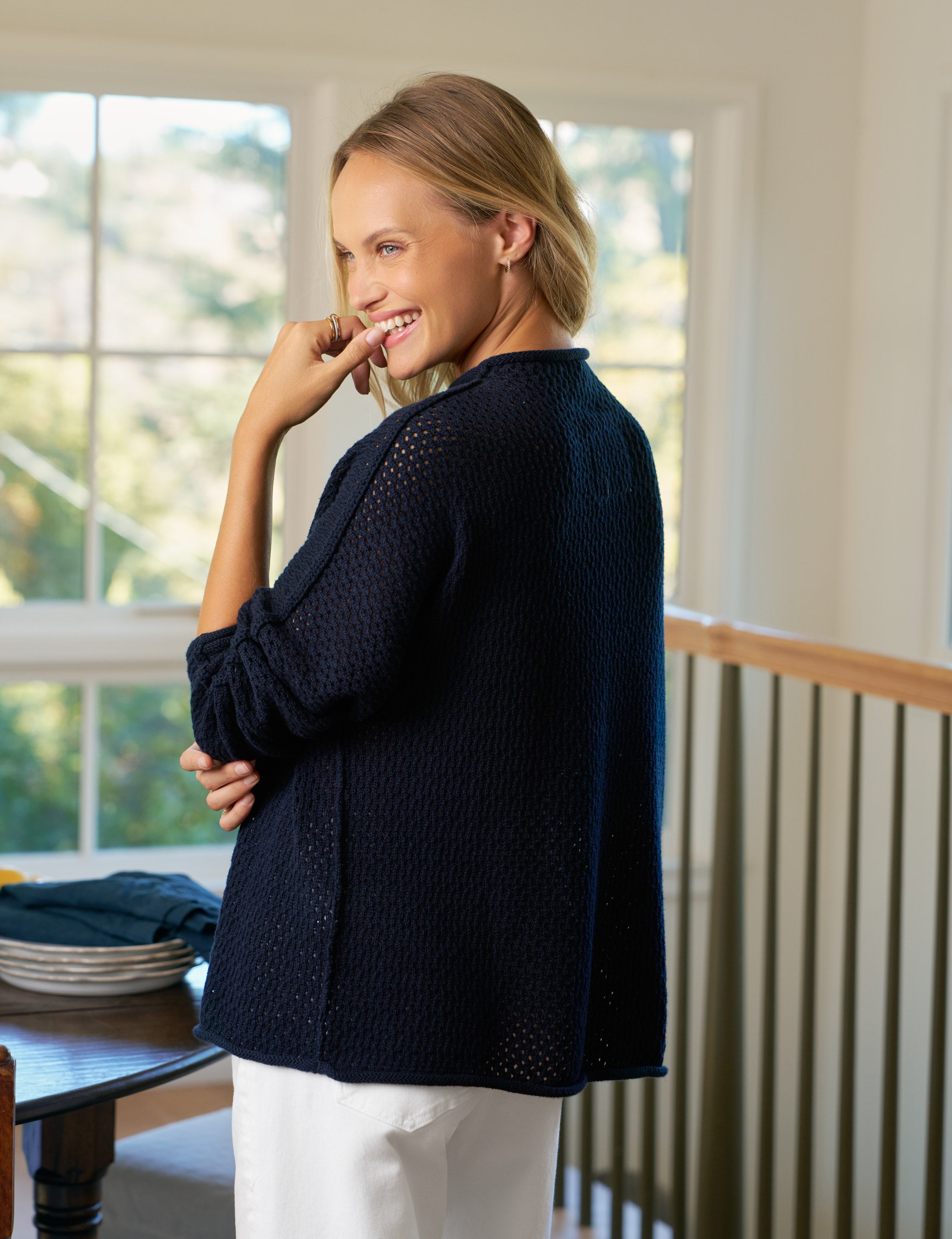 MONTEREY POINTELLE Marine, Pure Italian Cotton