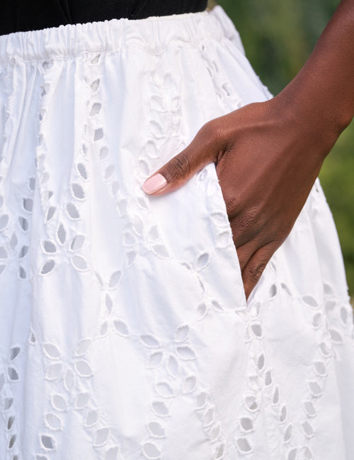GRACE SKIRT White, Eyelet Cotton, view 3