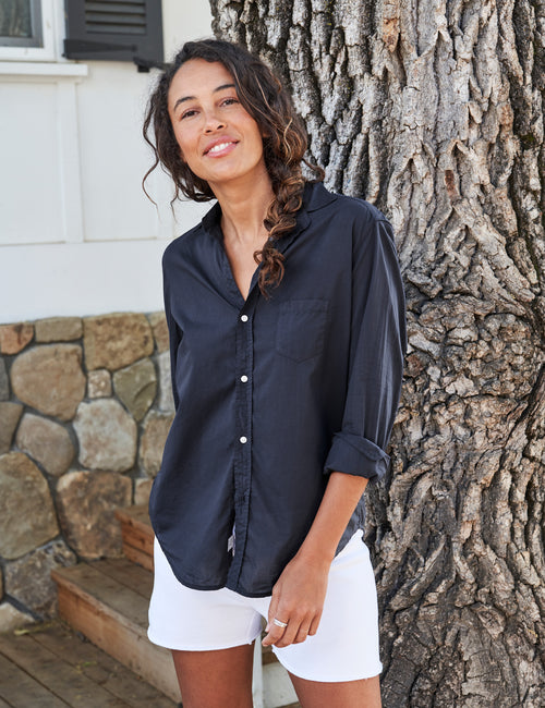 EILEEN Navy, Italian Featherweight Poplin, front view