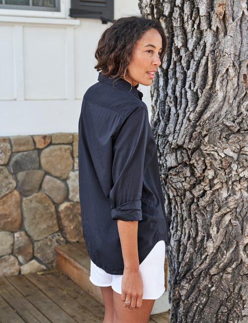 EILEEN Navy, Italian Featherweight Poplin, alternate view