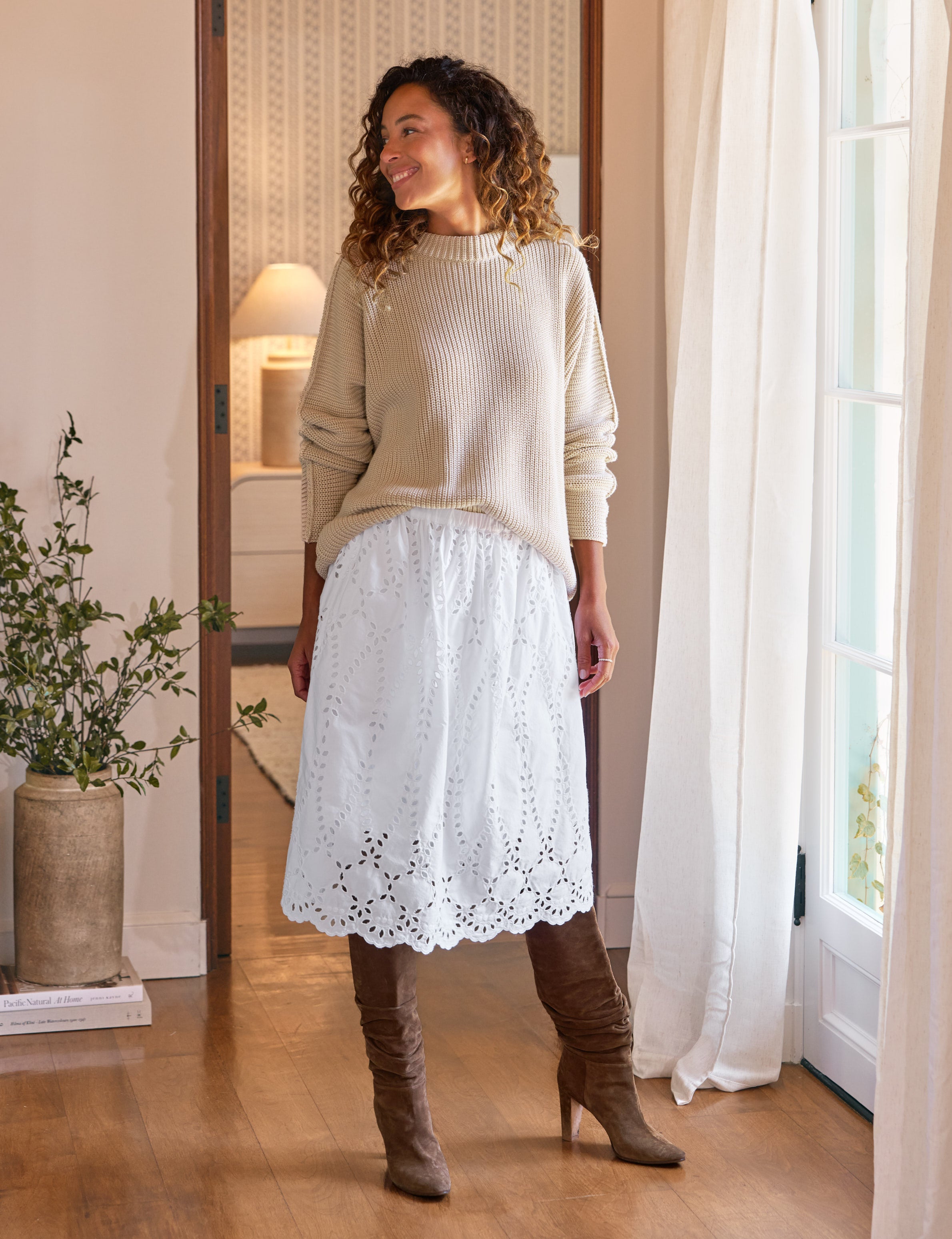 GRACE SKIRT White, Eyelet Cotton