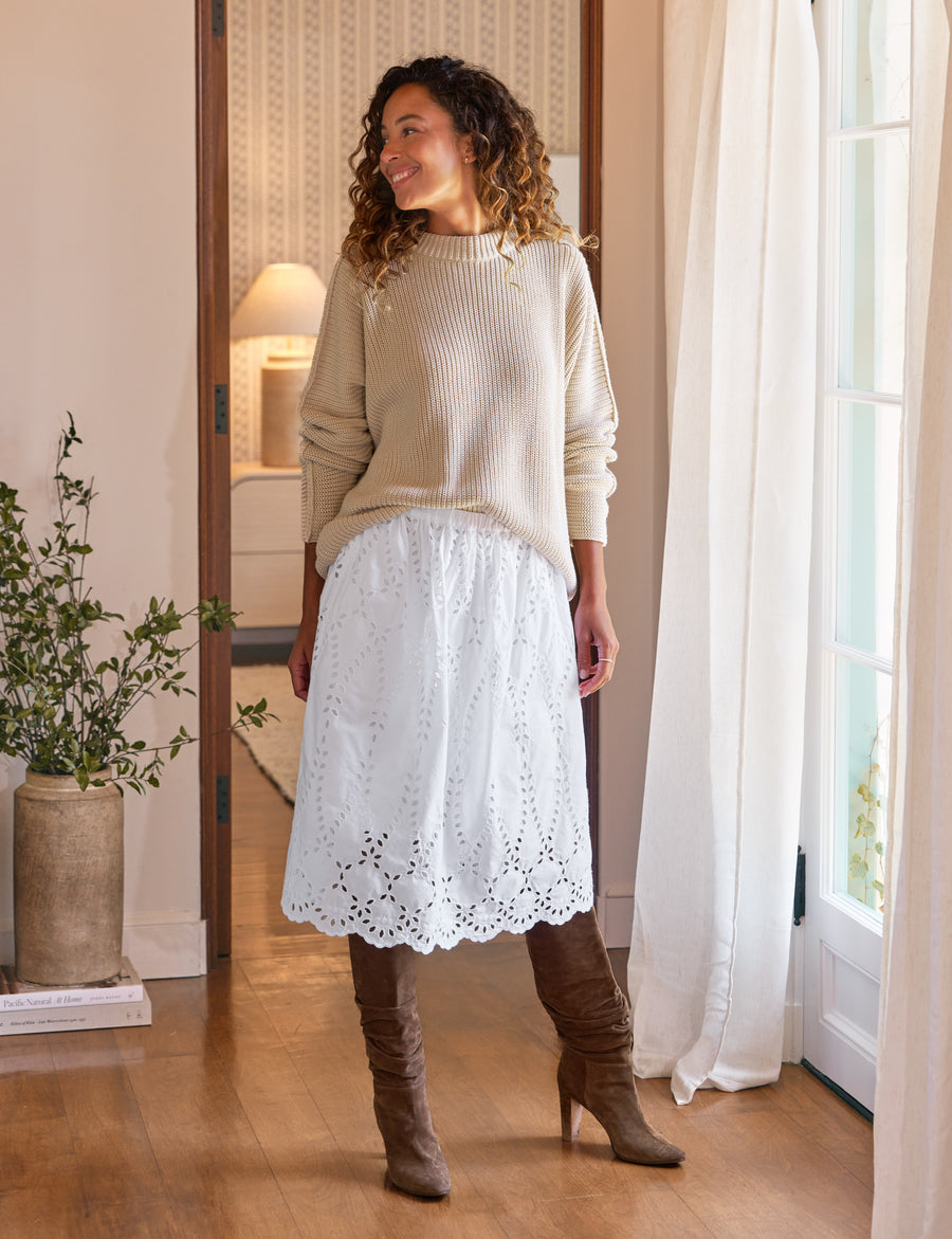 GRACE SKIRT White, Eyelet Cotton