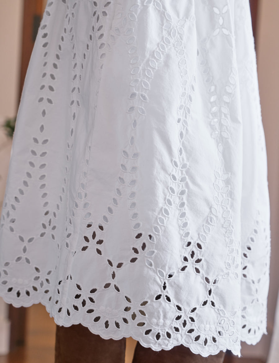 GRACE SKIRT White, Eyelet Cotton