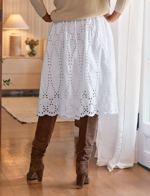 GRACE SKIRT White, Eyelet Cotton