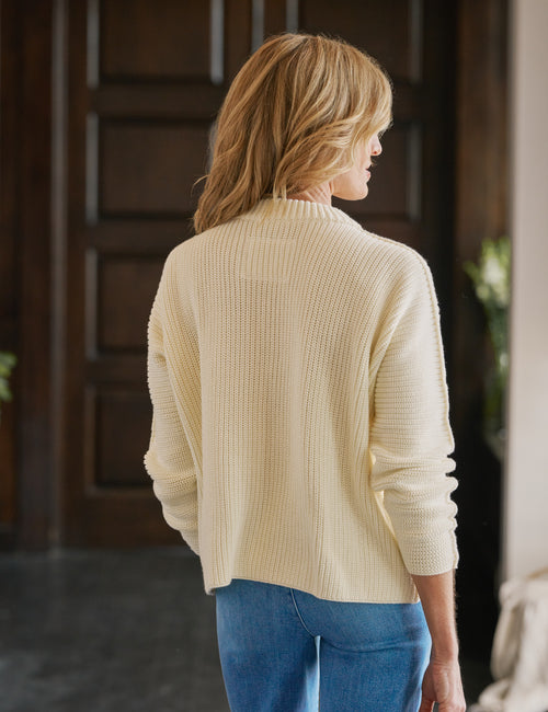 MONTECITO SWEATER Cream, Pure Italian Cotton, alternate view