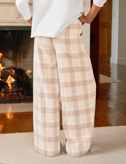 PIPER Cream and Camel Plaid, Italian Flannel, alternate view