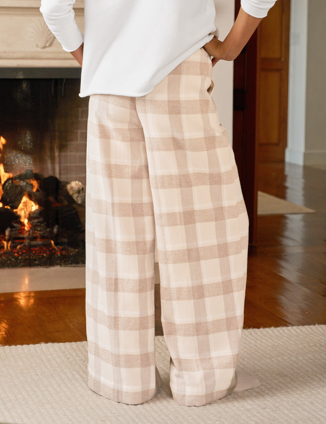 PIPER Cream and Camel Plaid, Italian Cashmere Touch