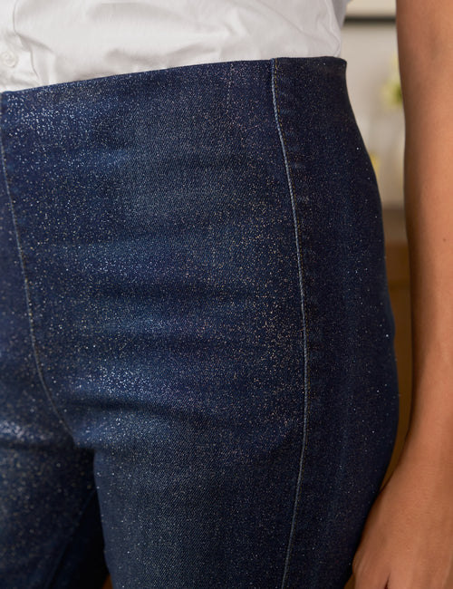 DERRY ILLUSION Rinse with Silver Glitter Wax, Italian Waxed Denim, view 3