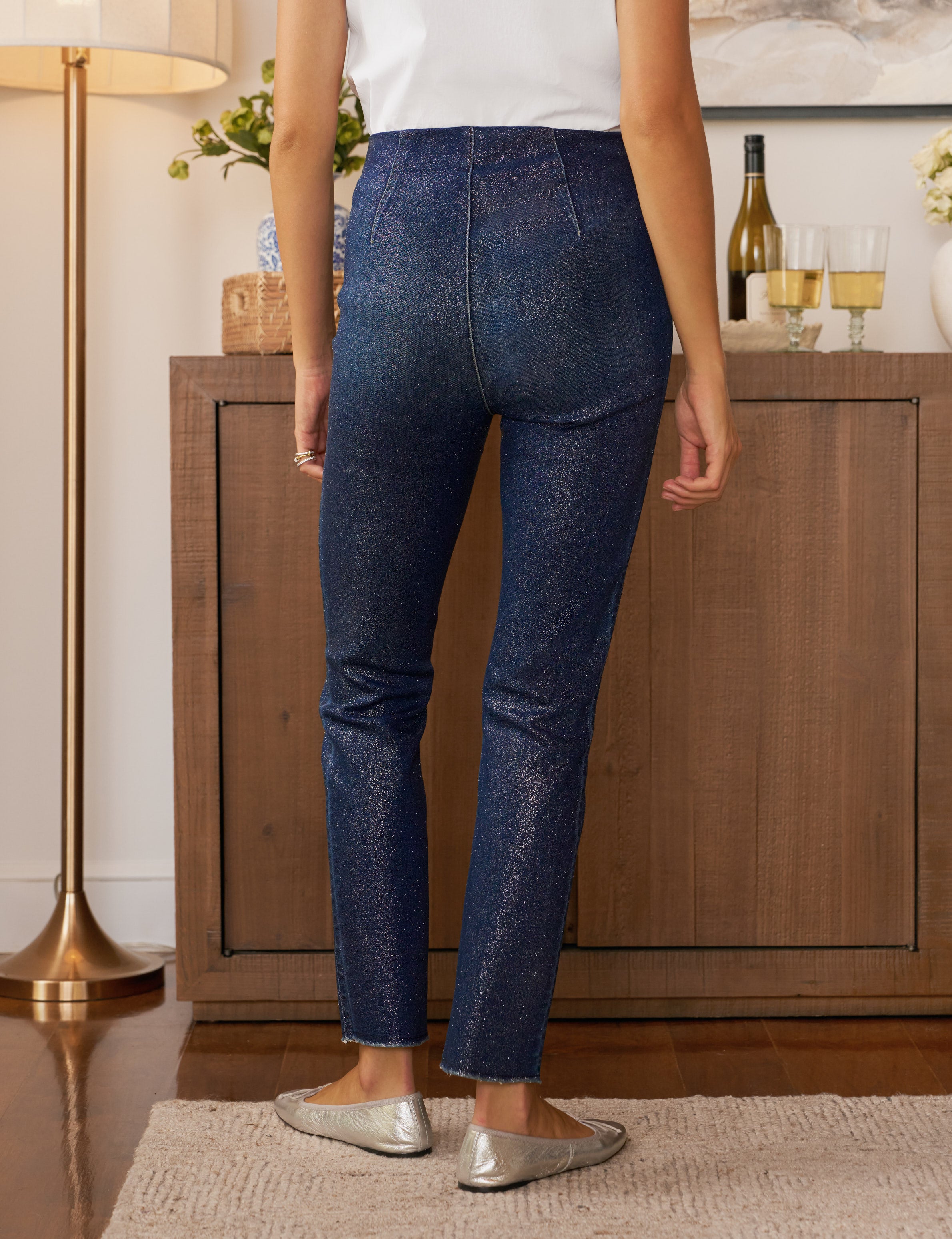 DERRY ILLUSION Rinse with Silver Glitter Wax, Italian Waxed Denim