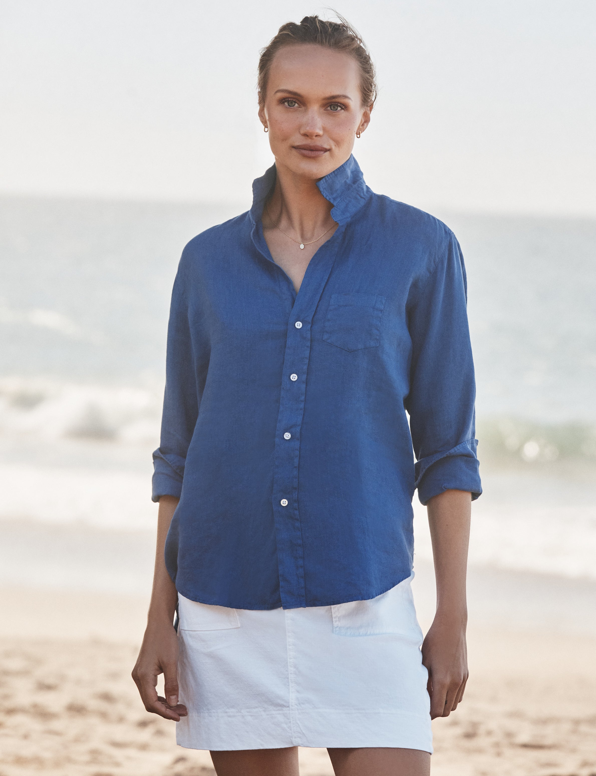EILEEN Cabo Blue, Washed Linen, front view