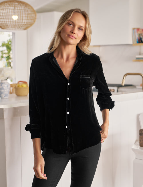 EILEEN Black, Italian Washed Velvet, front view