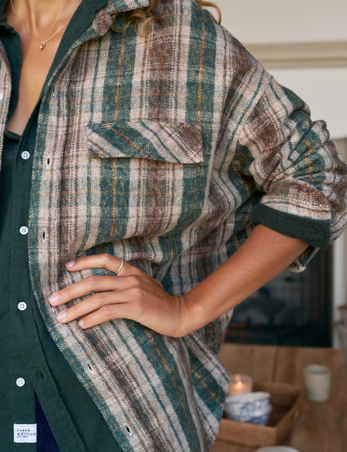 MCLOGHLIN Brown and Green with Sand Plaid, Italian Flannel, view 3
