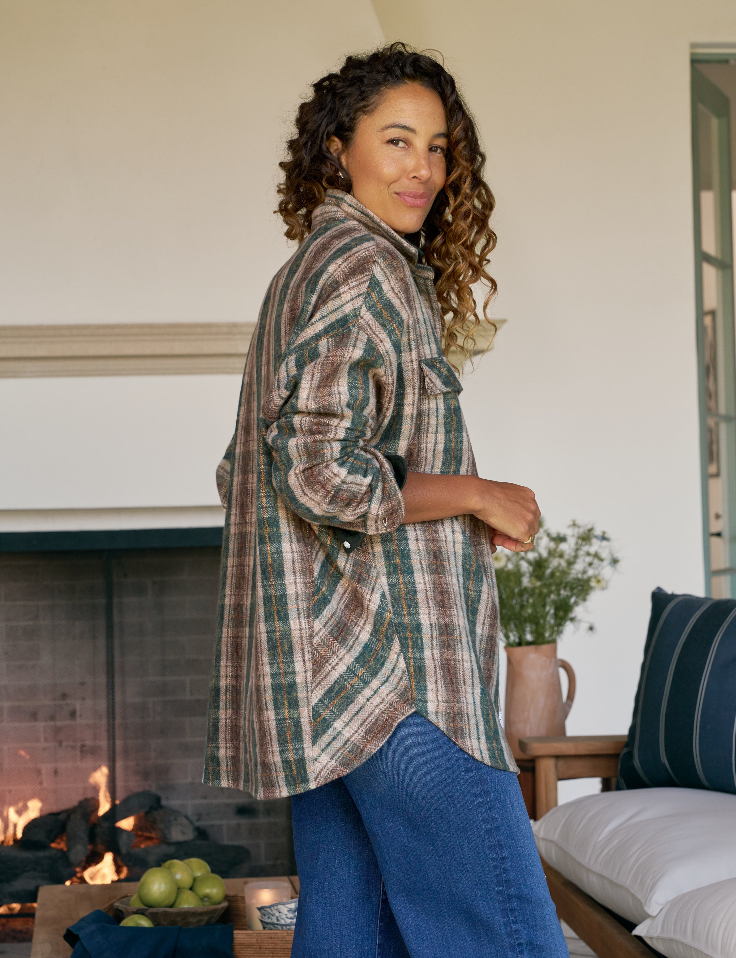 MCLOGHLIN Brown and Green with Sand Plaid, Italian Flannel