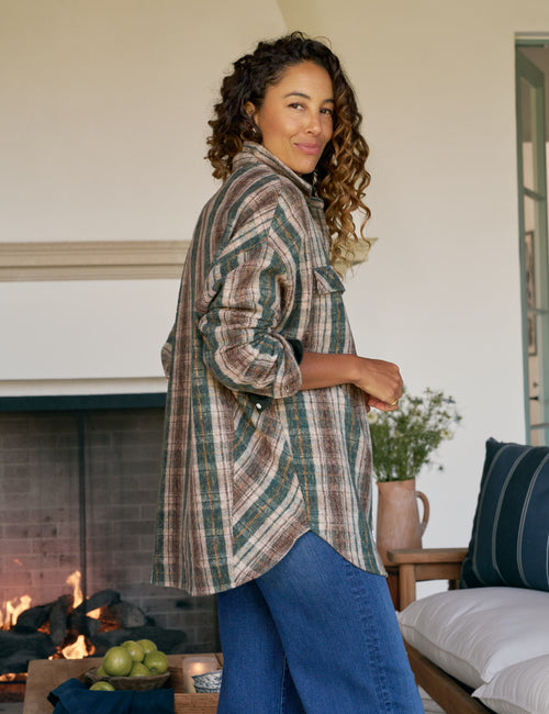 MCLOGHLIN Brown and Green with Sand Plaid, Italian Flannel, alternate view