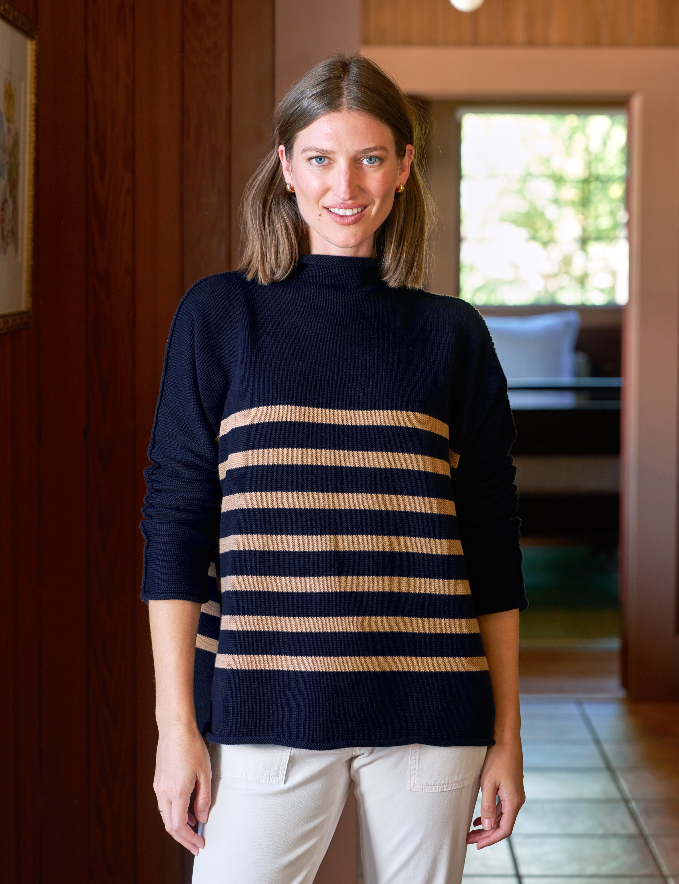 MONTEREY Camel Stripe Pure Italian Cotton