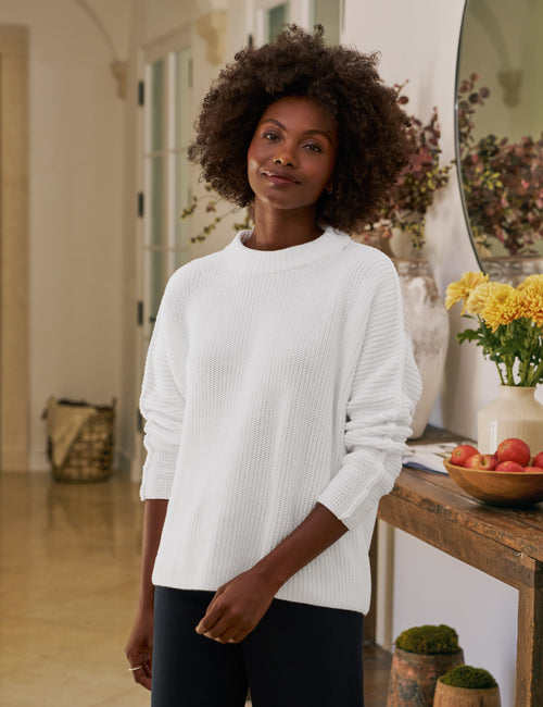 MONTECITO SWEATER White, Pure Italian Cotton, view 4