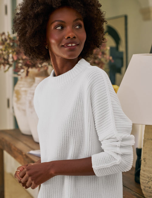 MONTECITO SWEATER White, Pure Italian Cotton, view 3