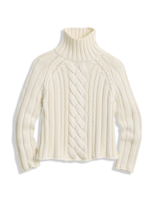 COTSWOLDS TURTLENECK Ivory, Pure Italian Cotton, view 4
