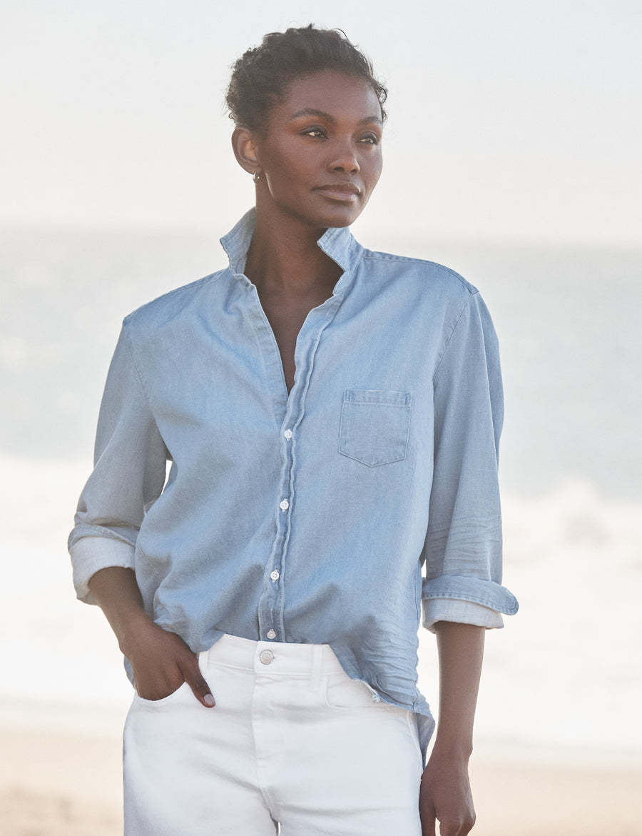 Eileen, Relaxed Button-Up Shirt, Light Denim | Frank & Eileen