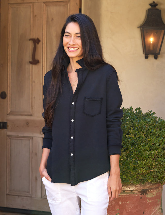 Eileen Button Up Navy Linen