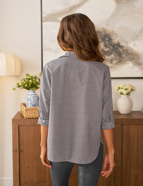 OONA Black and White Plaid, Italian Cotton, alternate view