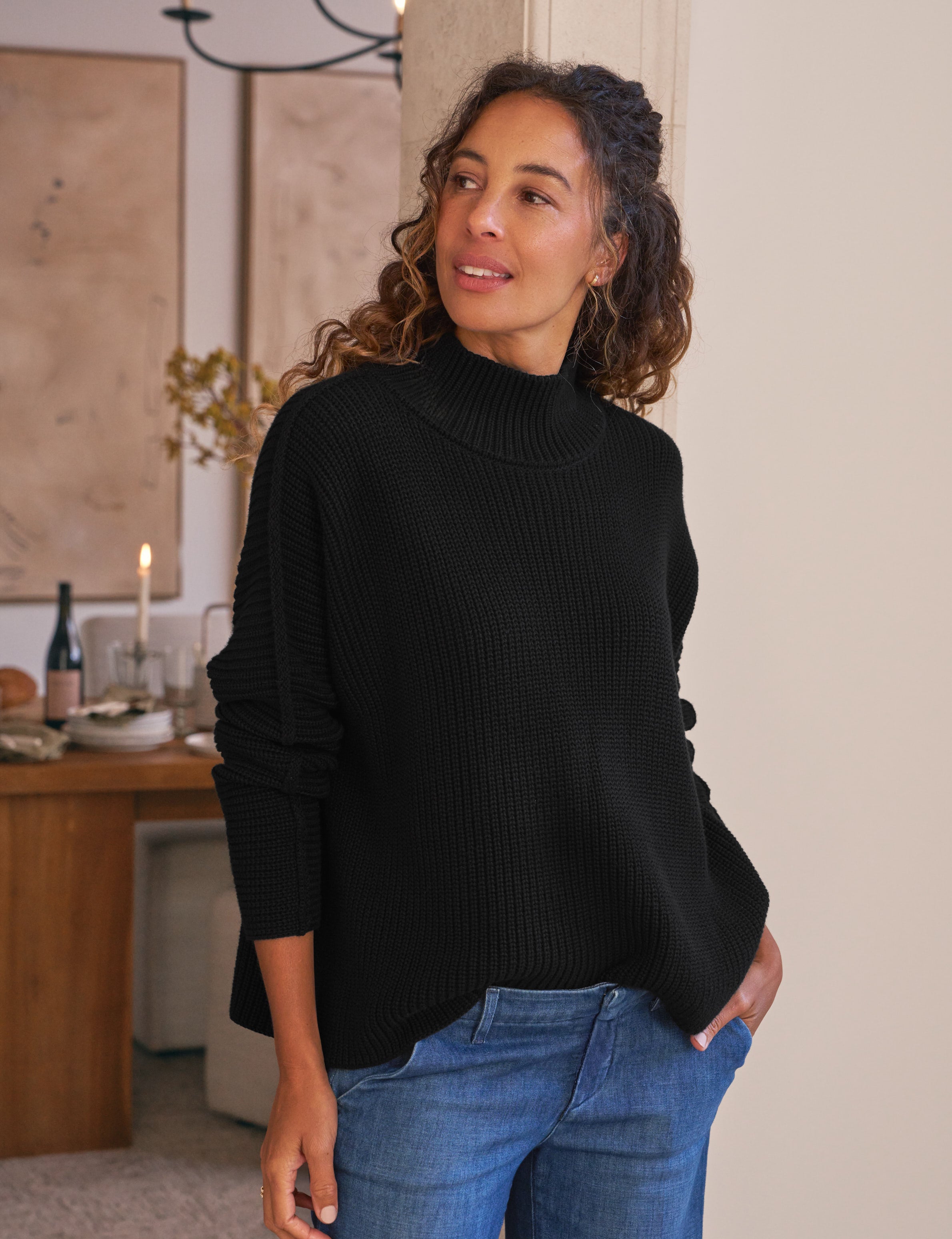 MONTECITO TURTLENECK Black, Pure Italian Cotton