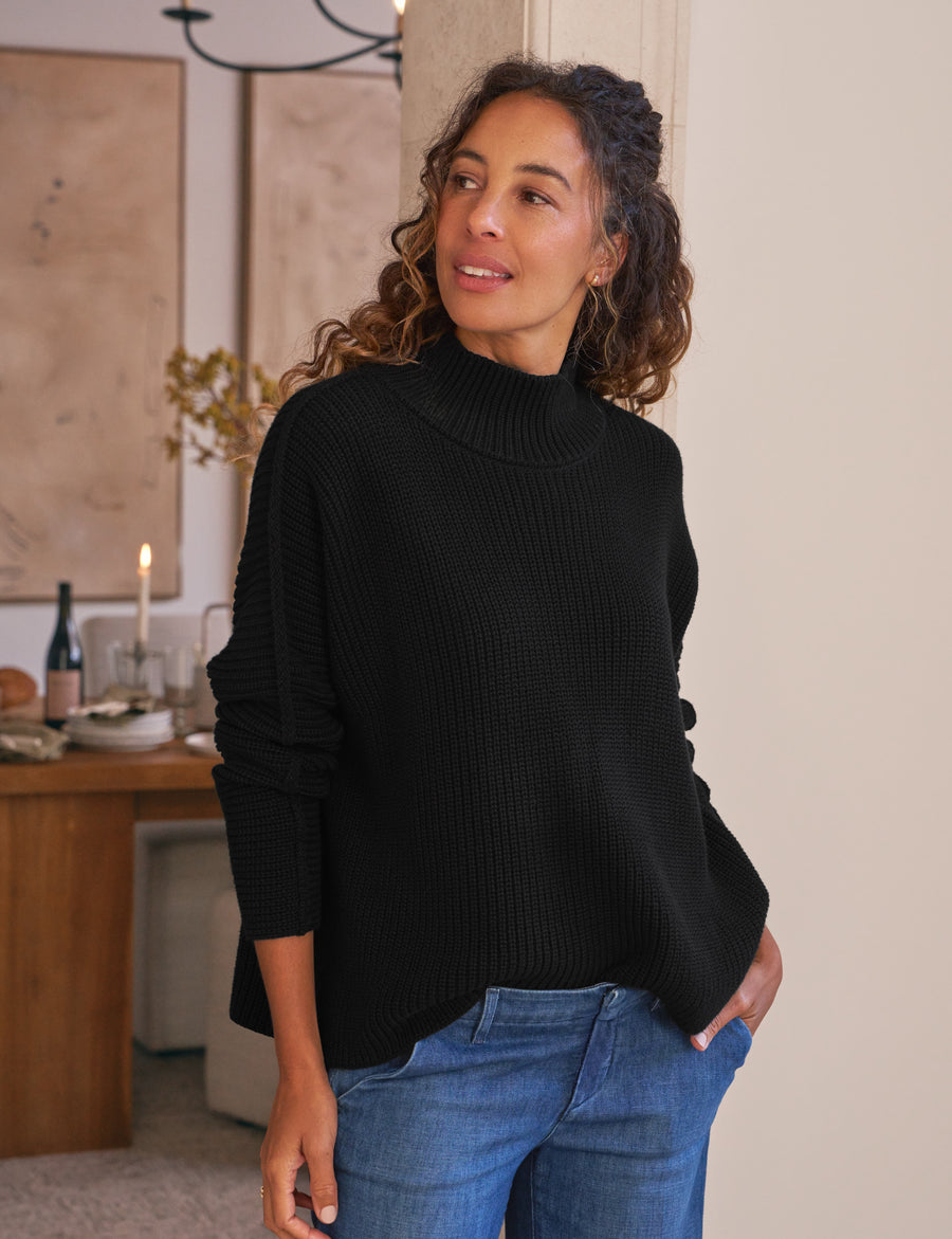 MONTECITO TURTLENECK Black, Pure Italian Cotton