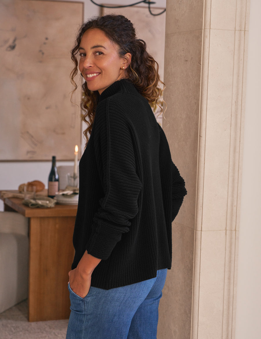 MONTECITO TURTLENECK Black, Pure Italian Cotton