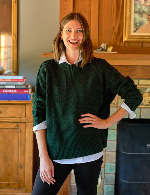 MONTECITO SWEATER British Racing Green, Pure Italian Cotton, view 4