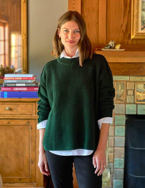 MONTECITO SWEATER British Racing Green, Pure Italian Cotton, front view
