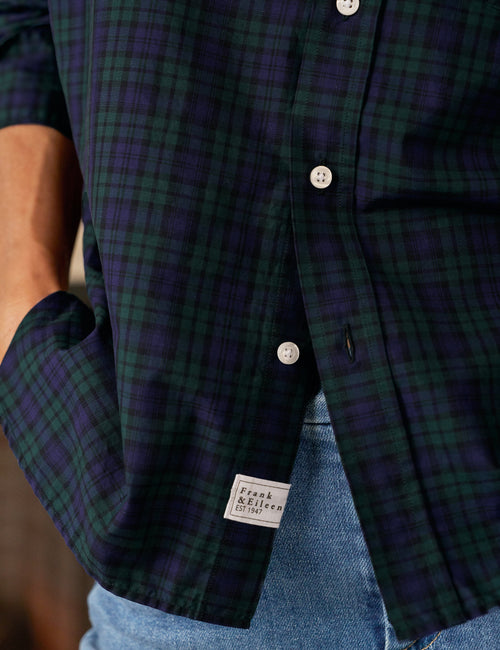 OONA Green and Blue with Black Plaid, Italian Cotton, view 3