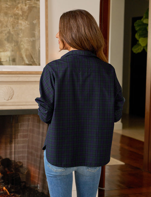 OONA Green and Blue with Black Plaid, Italian Cotton, alternate view